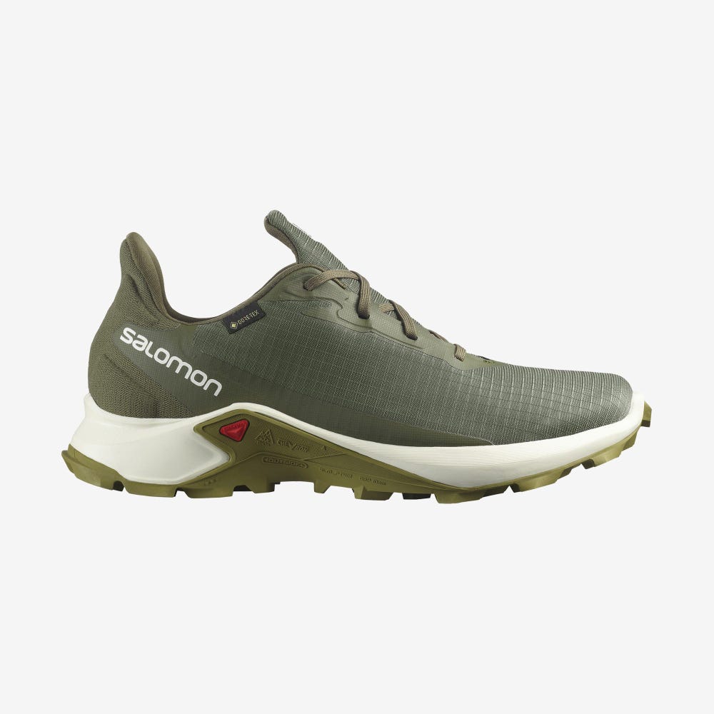 Salomon ALPHACROSS 3 GORE-TEX Terepfutó Cipő Férfi Olivazöld/Világos Sárga/Zöld | HU507394