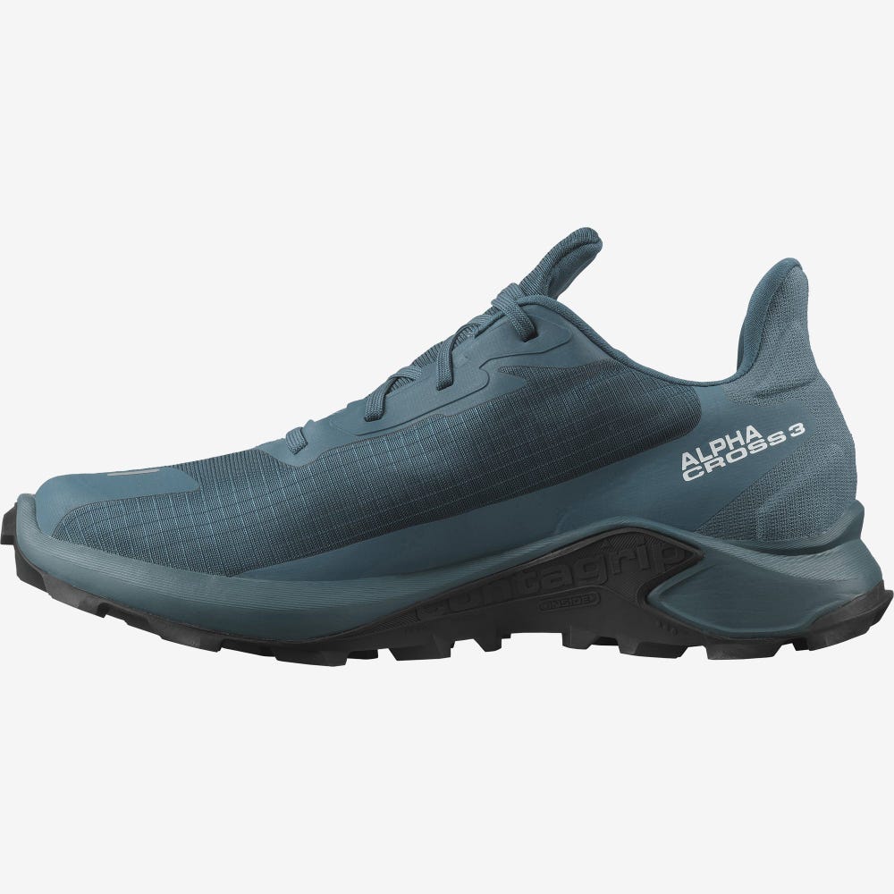 Salomon ALPHACROSS 3 GORE-TEX Terepfutó Cipő Férfi Kék | HU571634