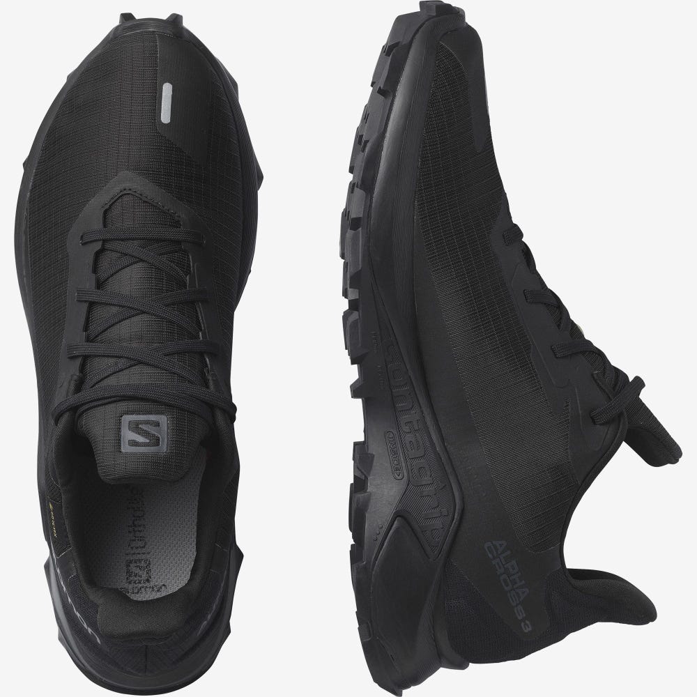 Salomon ALPHACROSS 3 GORE-TEX Terepfutó Cipő Férfi Fekete | HU913467