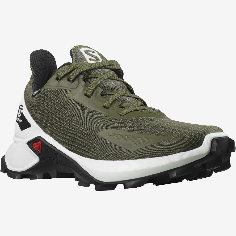 Salomon ALPHACROSS BLAST CLIMASALOMON™ WATERPROOF Terepfutó Cipő Gyerek Olivazöld/Fehér/Fekete | HU534892