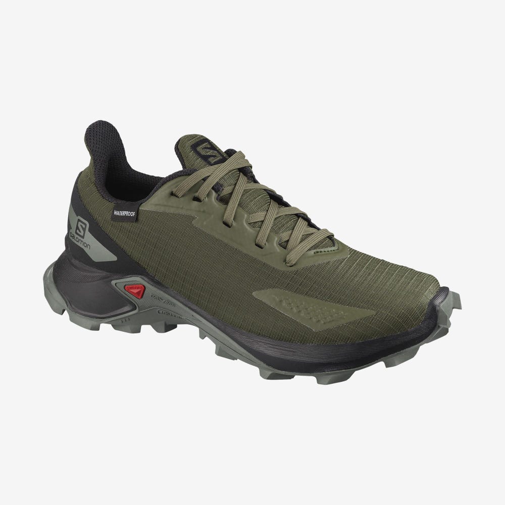 Salomon ALPHACROSS BLAST CLIMASALOMON™ WATERPROOF Terepfutó Cipő Gyerek Olivazöld/Fekete/Szürke | HU980142