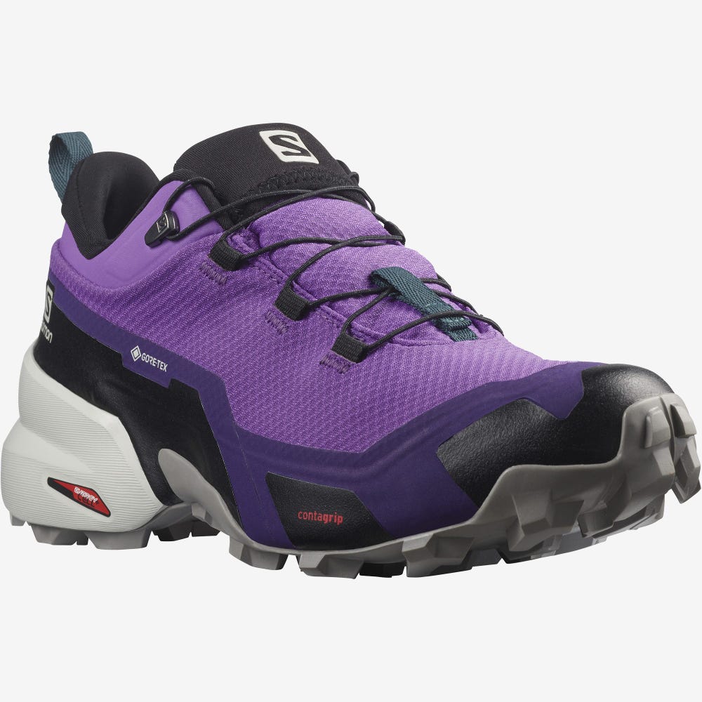 Salomon CROSS HIKE GORE-TEX Túracipő Női Királykék Lila/Szürke/MélyTürkiz | HU209815