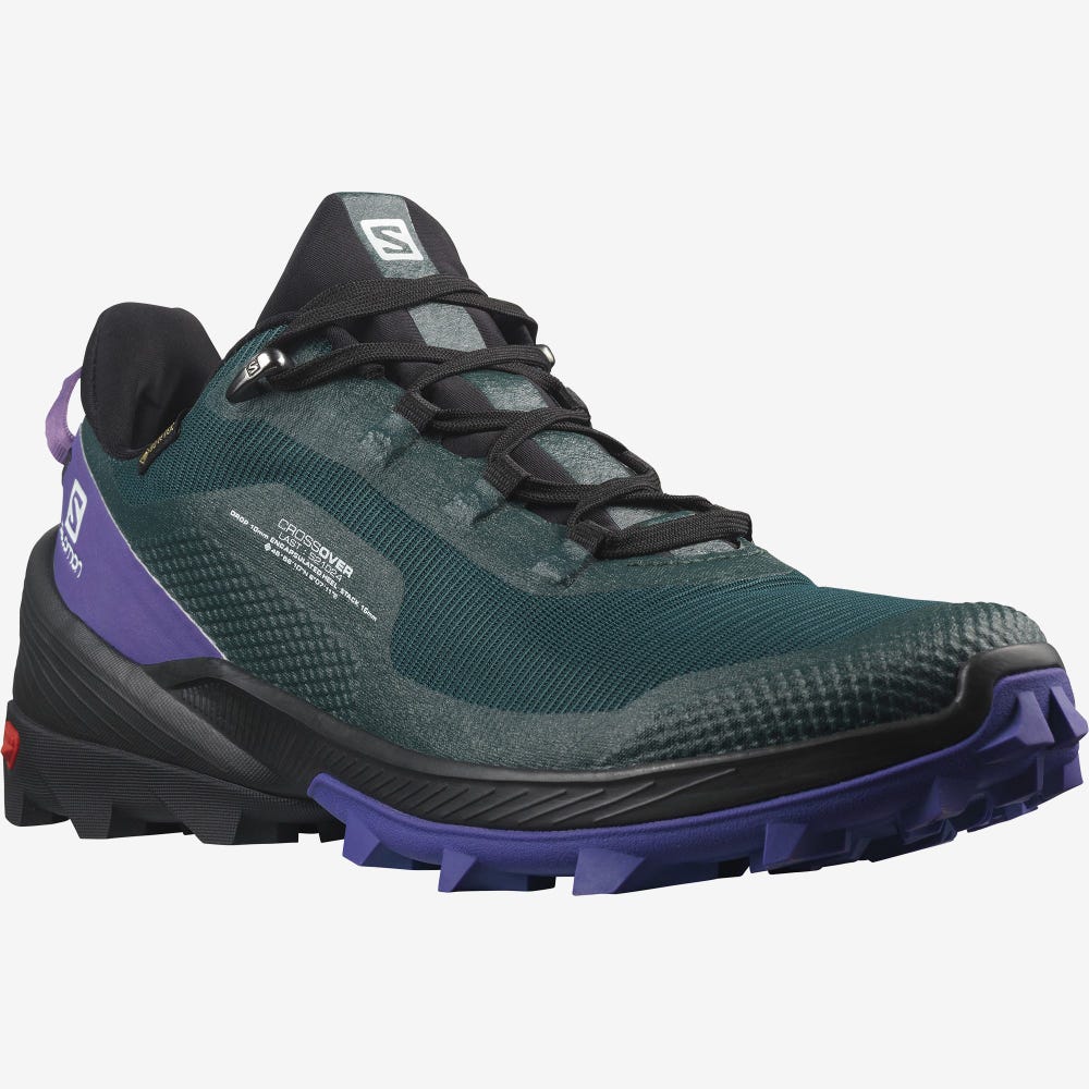 Salomon CROSS OVER GORE-TEX Túracipő Női MélyZöld/Fekete/Királykék Lila | HU359187