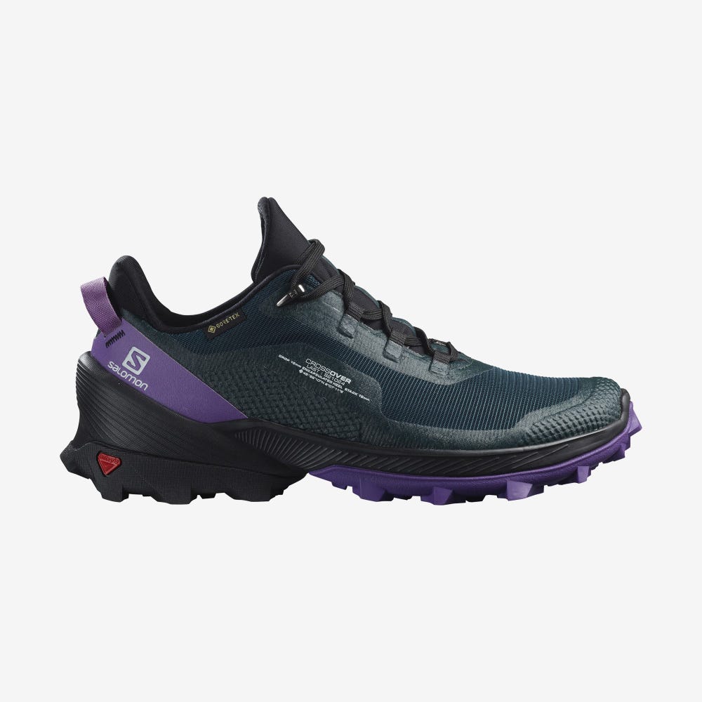 Salomon CROSS OVER GORE-TEX Túracipő Női MélyZöld/Fekete/Királykék Lila | HU359187