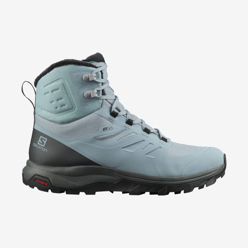 Salomon OUTBLAST THINSULATE™ CLIMASALOMON™ WATERPROOF Téli Bakancs Női Zöld/Fekete | HU376218