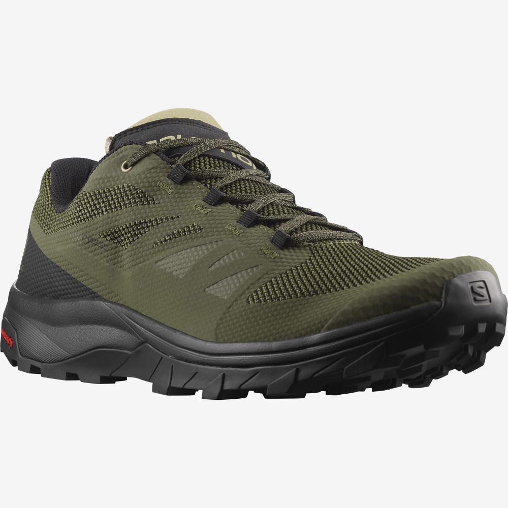 Salomon OUTLINE GORE-TEX Túracipő Férfi Olivazöld/Fekete | HU352610