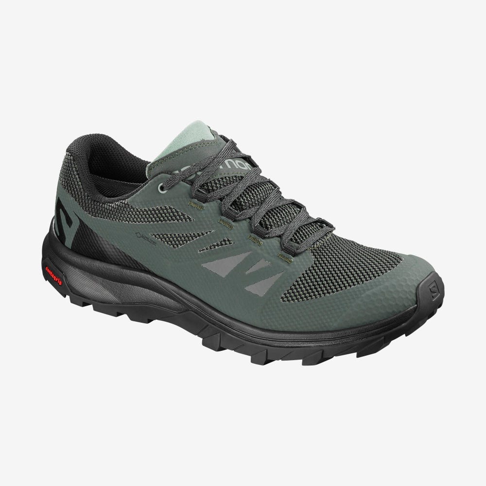 Salomon OUTLINE GORE-TEX Túracipő Férfi Zöld/Fekete | HU372861