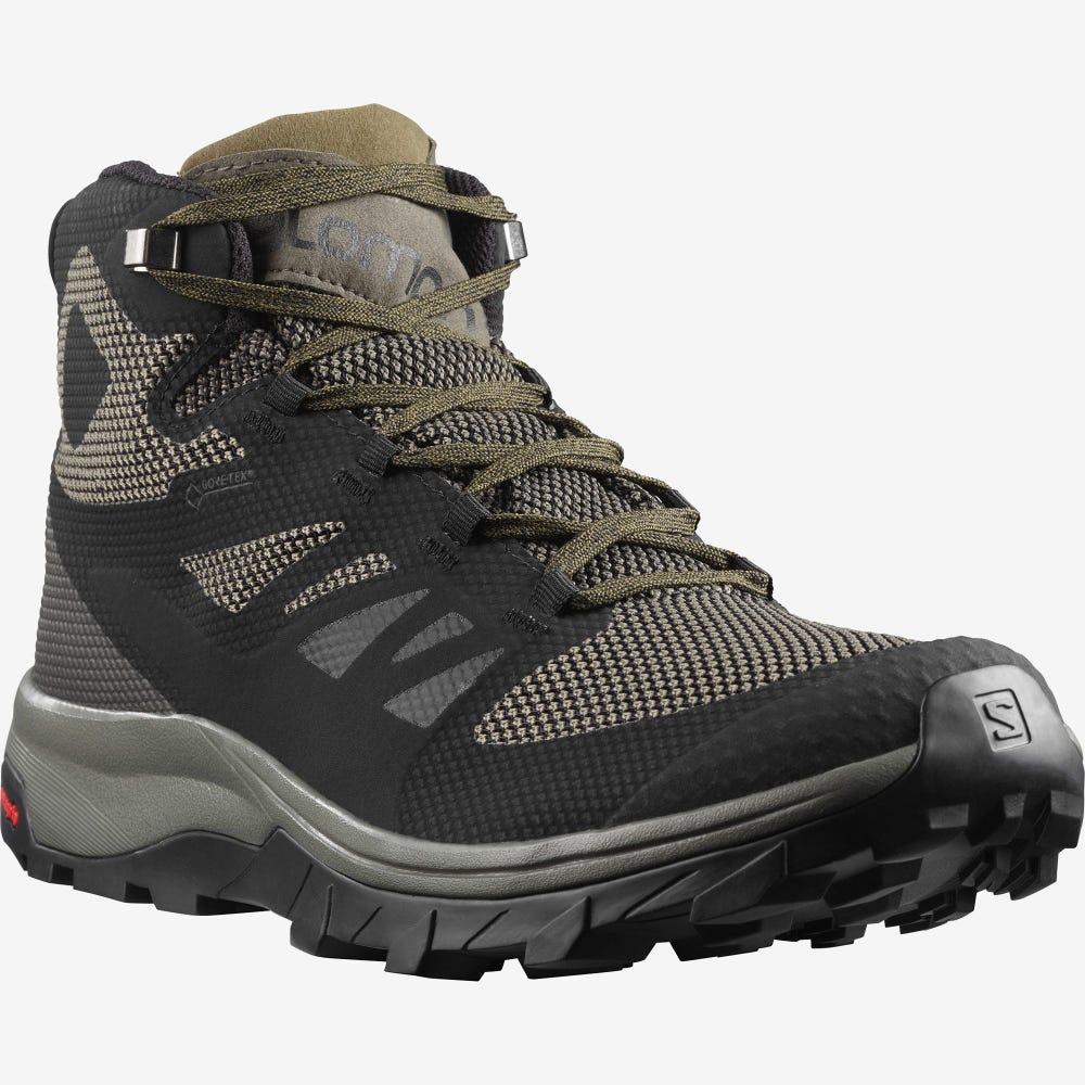 Salomon OUTLINE MID GORE-TEX Túrabakancs Férfi Fekete/Barna | HU261954