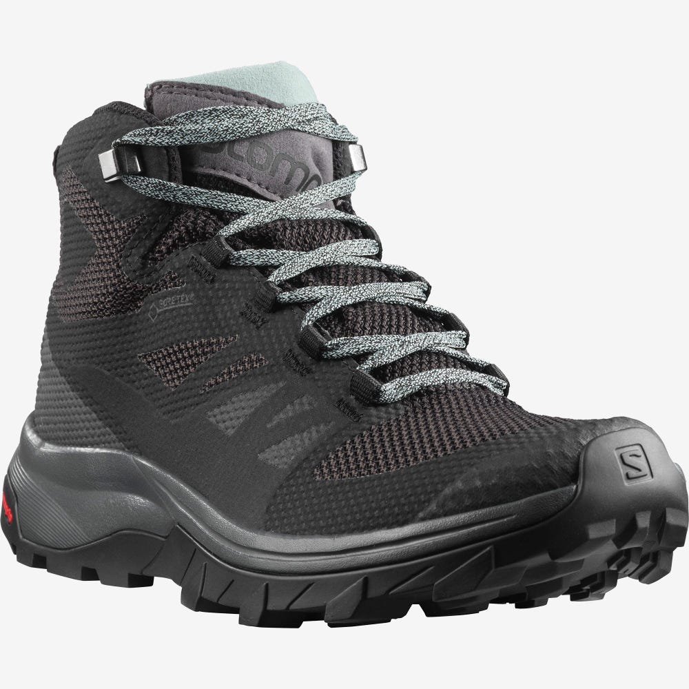 Salomon OUTLINE MID GORE-TEX Túrabakancs Női Fekete/Zöld | HU275830