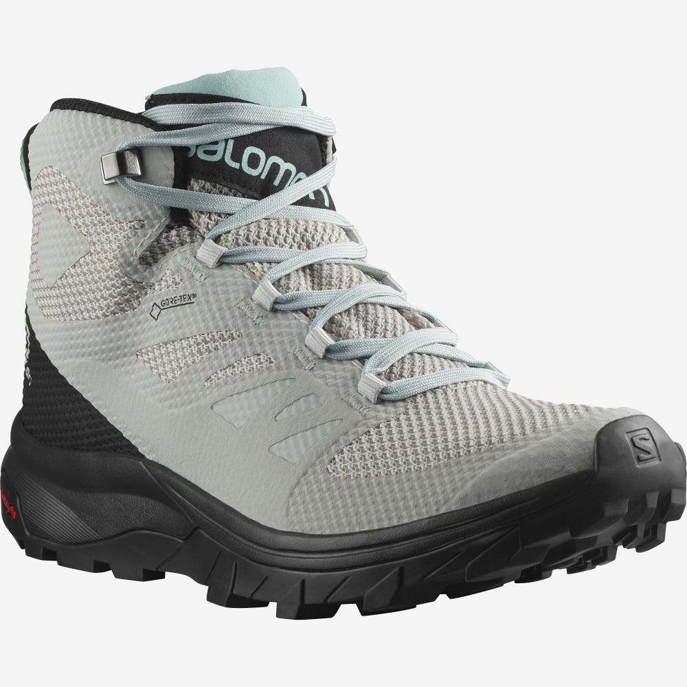 Salomon OUTLINE MID GORE-TEX Túrabakancs Női Bézs/Fekete/Türkiz | HU360847