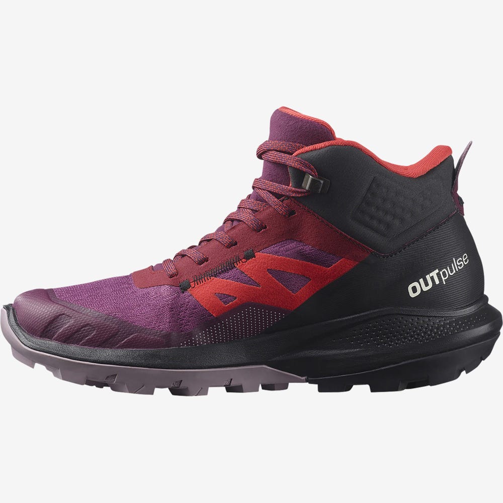 Salomon OUTPULSE MID GORE-TEX Túrabakancs Női Lila/Világos Sárga/Piros | HU240863