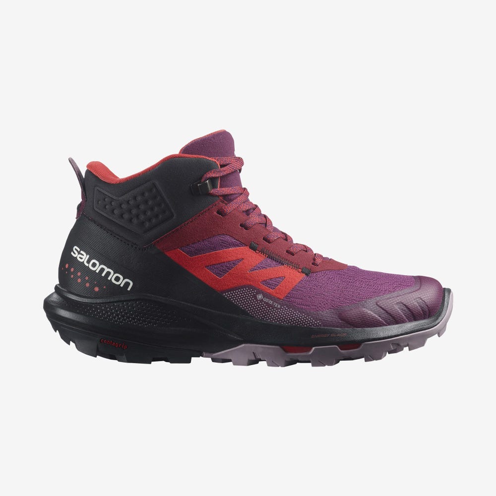 Salomon OUTPULSE MID GORE-TEX Túrabakancs Női Lila/Világos Sárga/Piros | HU240863