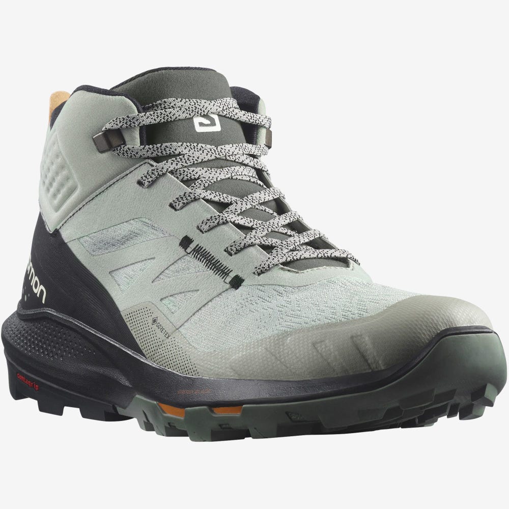 Salomon OUTPULSE MID GORE-TEX Túrabakancs Férfi Zöld/Fekete/Narancssárga | HU327816