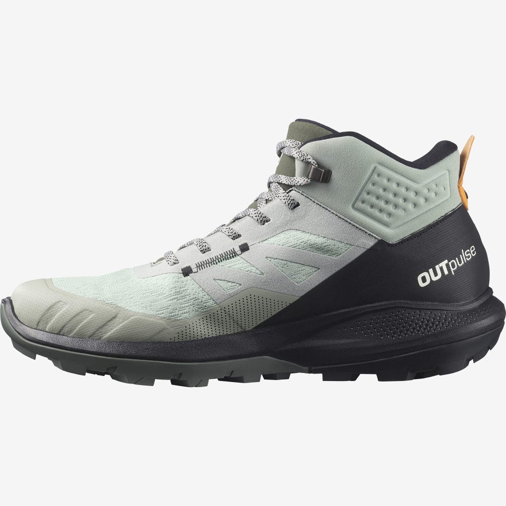 Salomon OUTPULSE MID GORE-TEX Túrabakancs Férfi Zöld/Fekete/Narancssárga | HU327816