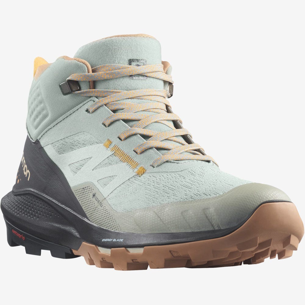 Salomon OUTPULSE MID GORE-TEX Túrabakancs Női Zöld/Narancssárga | HU562974