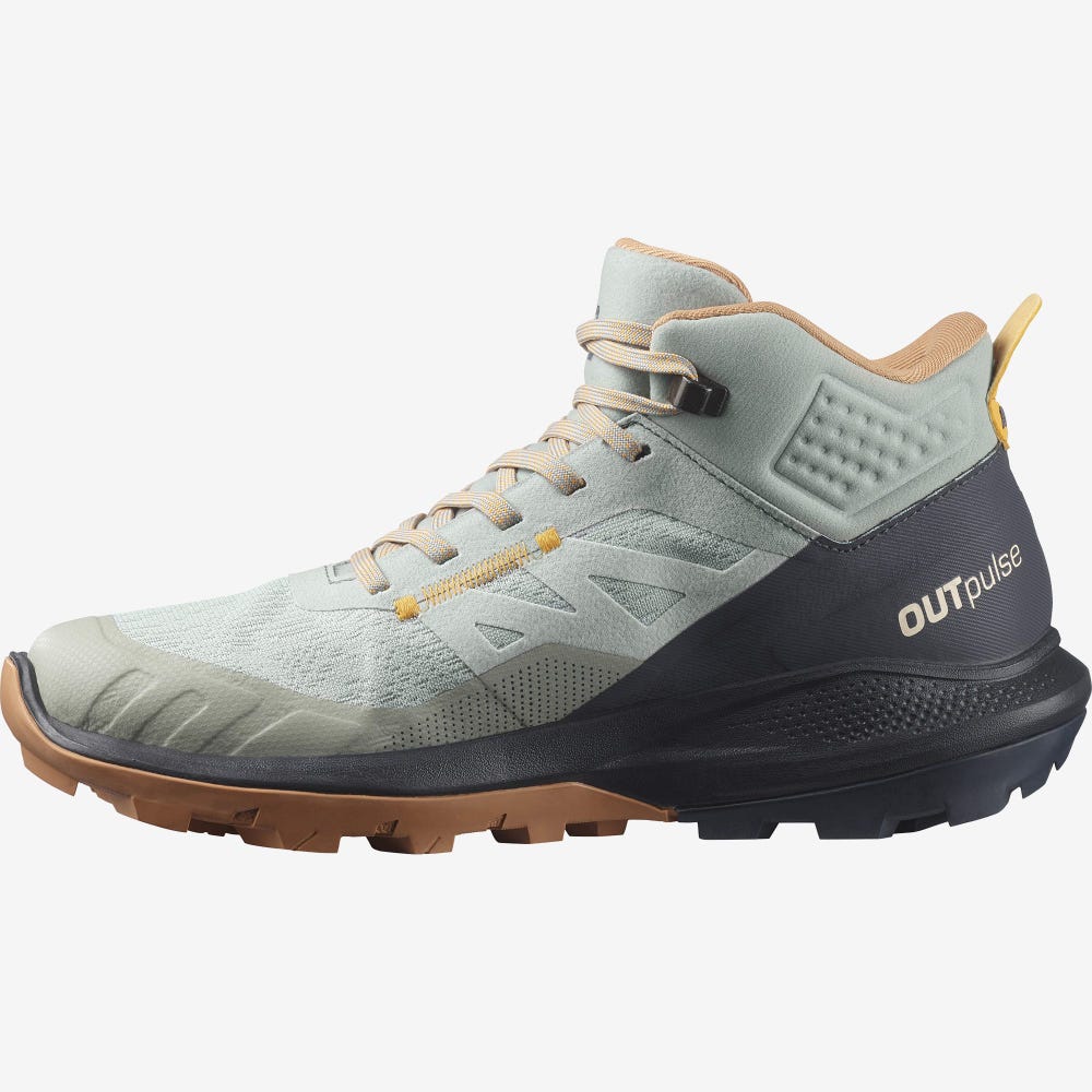 Salomon OUTPULSE MID GORE-TEX Túrabakancs Női Zöld/Narancssárga | HU562974