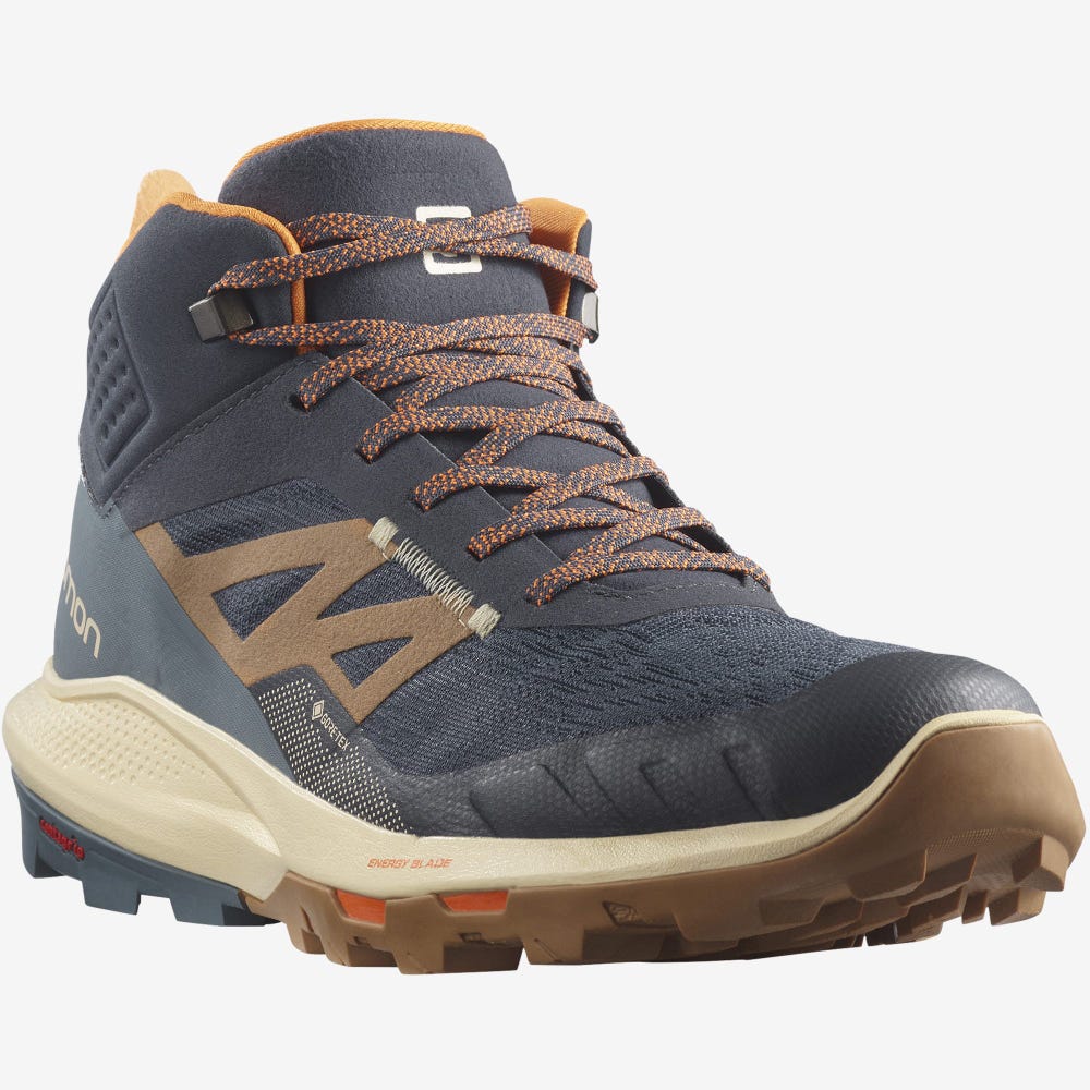 Salomon OUTPULSE MID GORE-TEX Túrabakancs Férfi Szürke/Barna/Narancssárga | HU805697