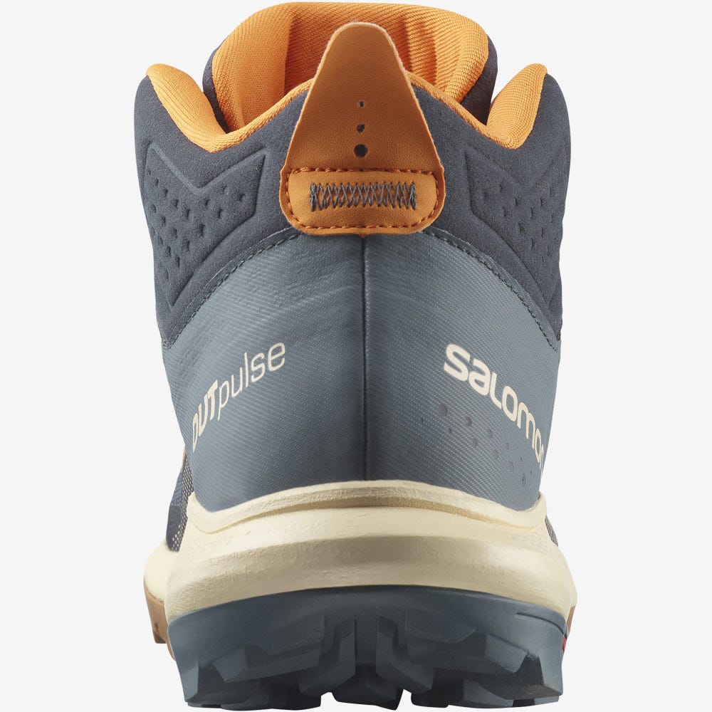 Salomon OUTPULSE MID GORE-TEX Túrabakancs Férfi Szürke/Barna/Narancssárga | HU805697