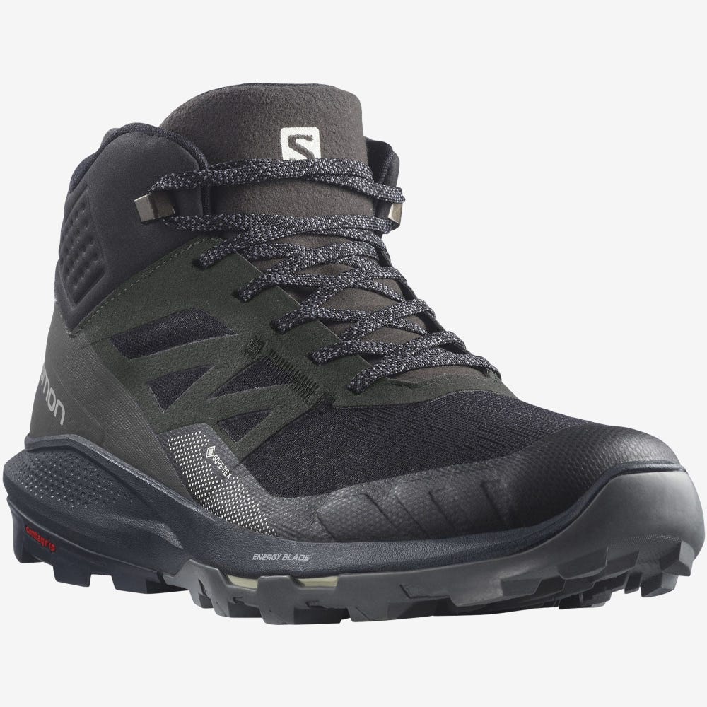 Salomon OUTPULSE MID GORE-TEX Túrabakancs Férfi Fekete/Világos Sárga | HU831426