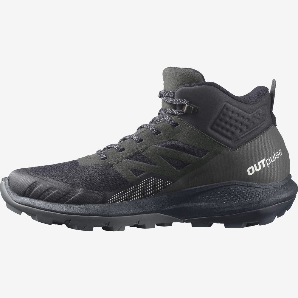 Salomon OUTPULSE MID GORE-TEX Túrabakancs Férfi Fekete/Világos Sárga | HU831426