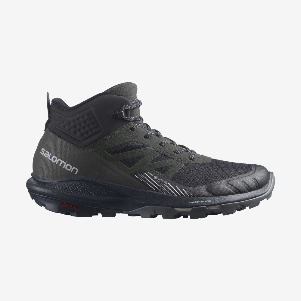 Salomon OUTPULSE MID GORE-TEX Túrabakancs Férfi Fekete/Világos Sárga | HU831426