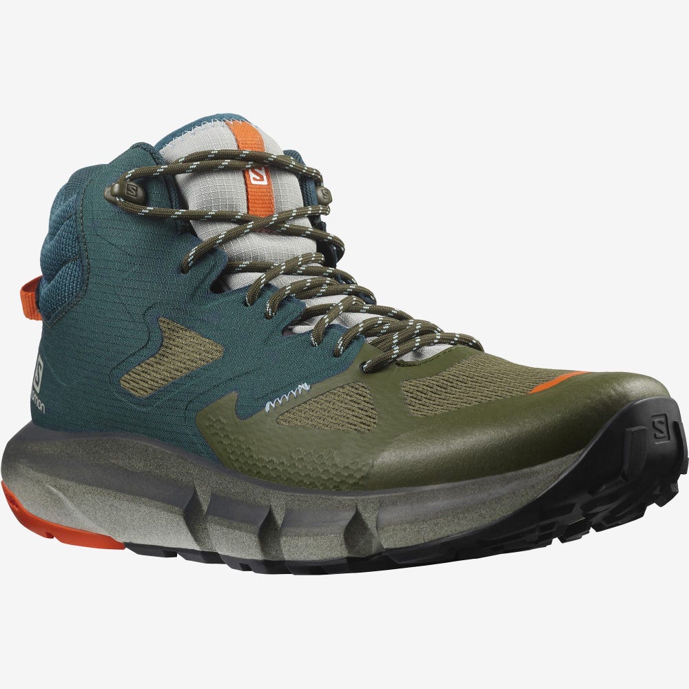 Salomon PREDICT HIKE MID GORE-TEX Túrabakancs Férfi MélyZöld/Olivazöld/Piros Narancssárga | HU374950