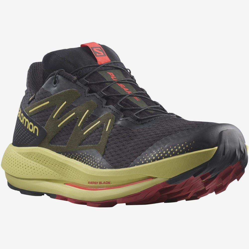 Salomon PULSAR TRAIL GORE-TEX Terepfutó Cipő Férfi Fekete/Zöld/Piros | HU328614