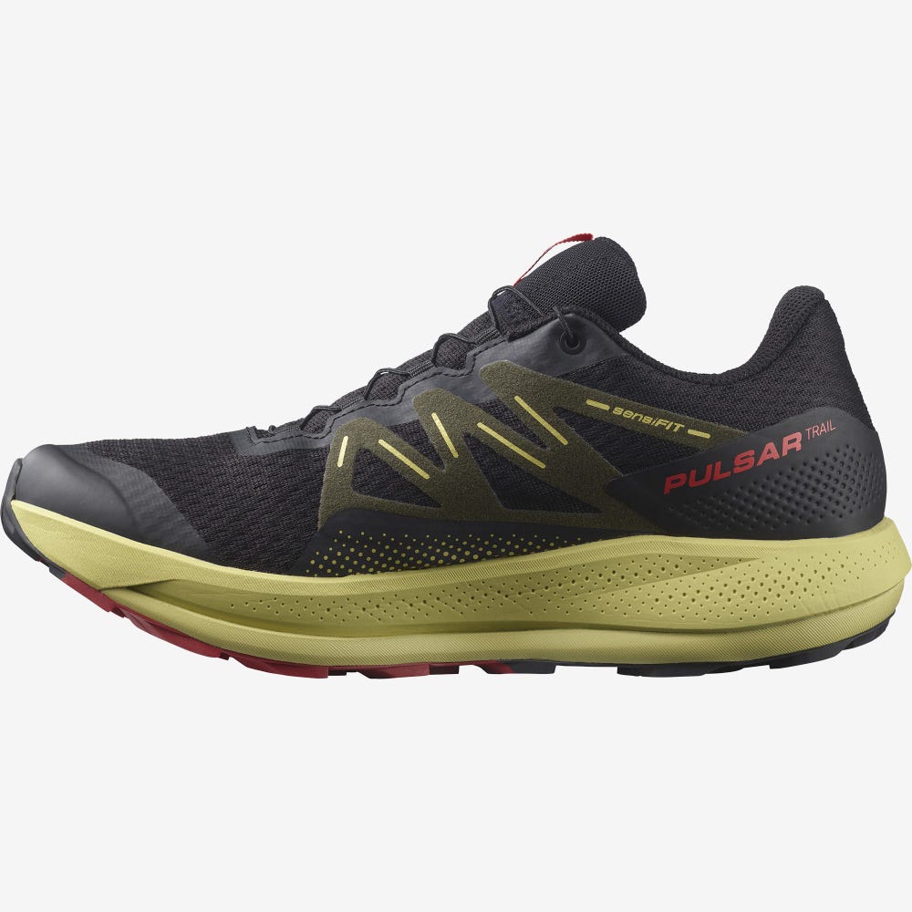 Salomon PULSAR TRAIL GORE-TEX Terepfutó Cipő Férfi Fekete/Zöld/Piros | HU328614