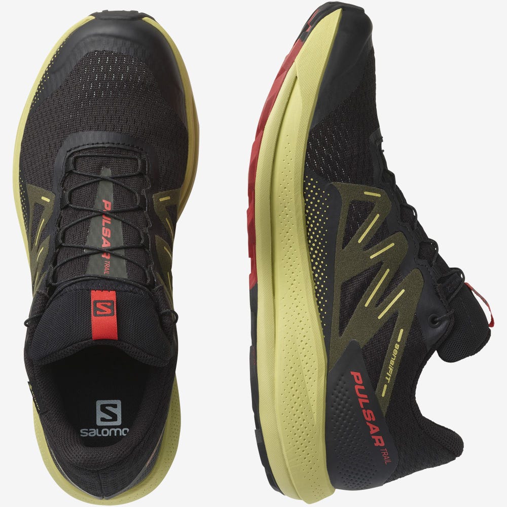 Salomon PULSAR TRAIL GORE-TEX Terepfutó Cipő Férfi Fekete/Zöld/Piros | HU328614