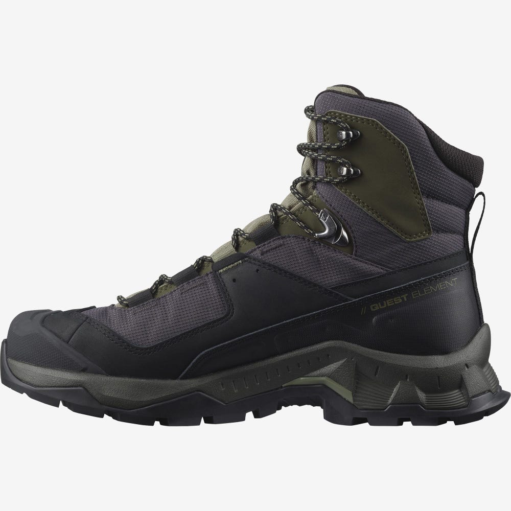 Salomon QUEST ELEMENT GORE-TEX Túrabakancs Férfi Fekete/MélyZöld/Olivazöld | HU659320