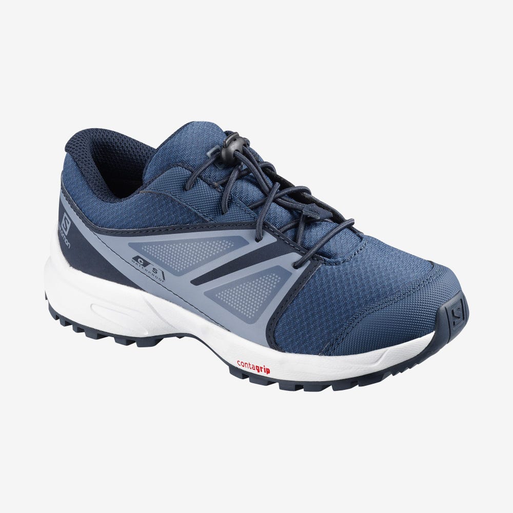 Salomon SENSE CLIMASALOMON™ WATERPROOF Futócipő Gyerek Sötétkék/Szürke | HU421607