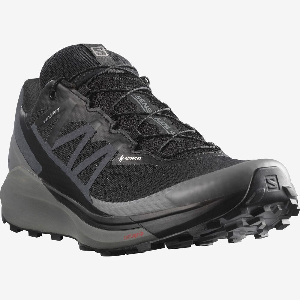 Salomon SENSE RIDE 4 GORE-TEX INVISIBLE FIT Terepfutó Cipő Férfi Fekete | HU479361