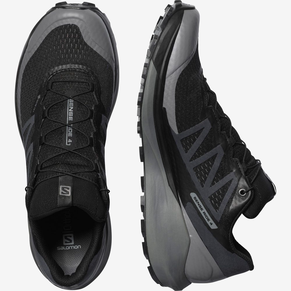 Salomon SENSE RIDE 4 GORE-TEX INVISIBLE FIT Terepfutó Cipő Férfi Fekete | HU479361