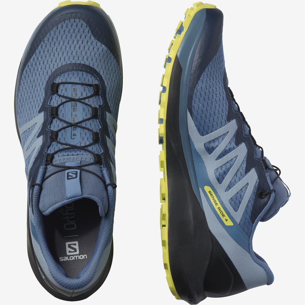 Salomon SENSE RIDE 4 Terepfutó Cipő Férfi Kék/Fekete | HU291564