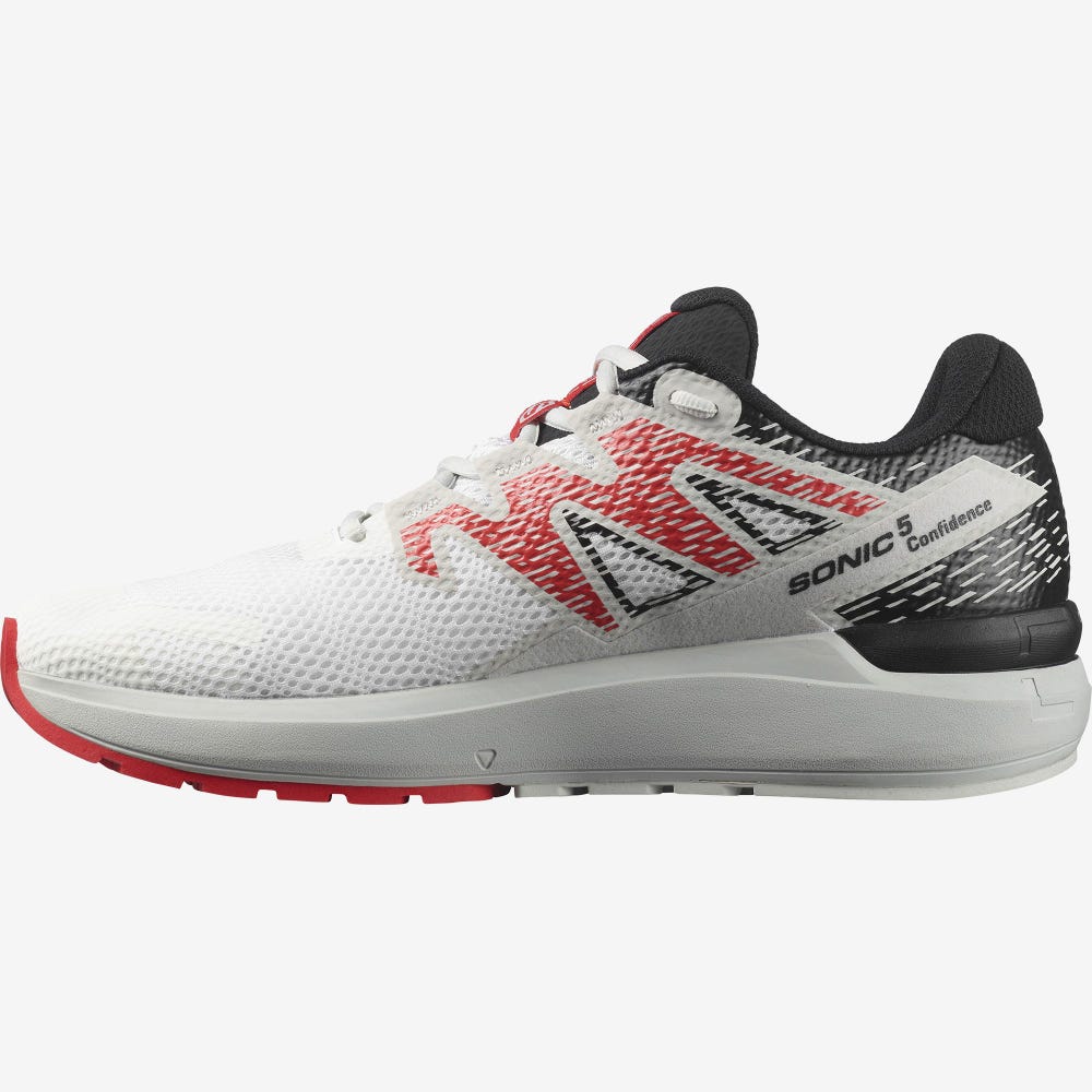 Salomon SONIC 5 CONFIDENCE Futócipő Férfi Fehér/Fekete/Piros | HU165387