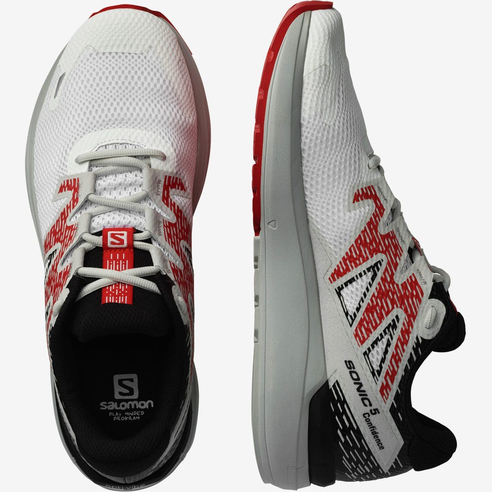 Salomon SONIC 5 CONFIDENCE Futócipő Férfi Fehér/Fekete/Piros | HU165387