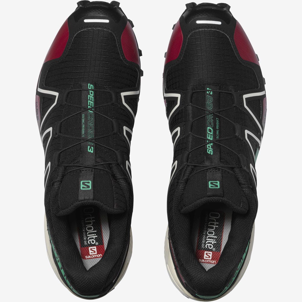 Salomon SPEEDCROSS 3 Sportcipő Férfi Fekete/MélyZöld/Piros | HU892037