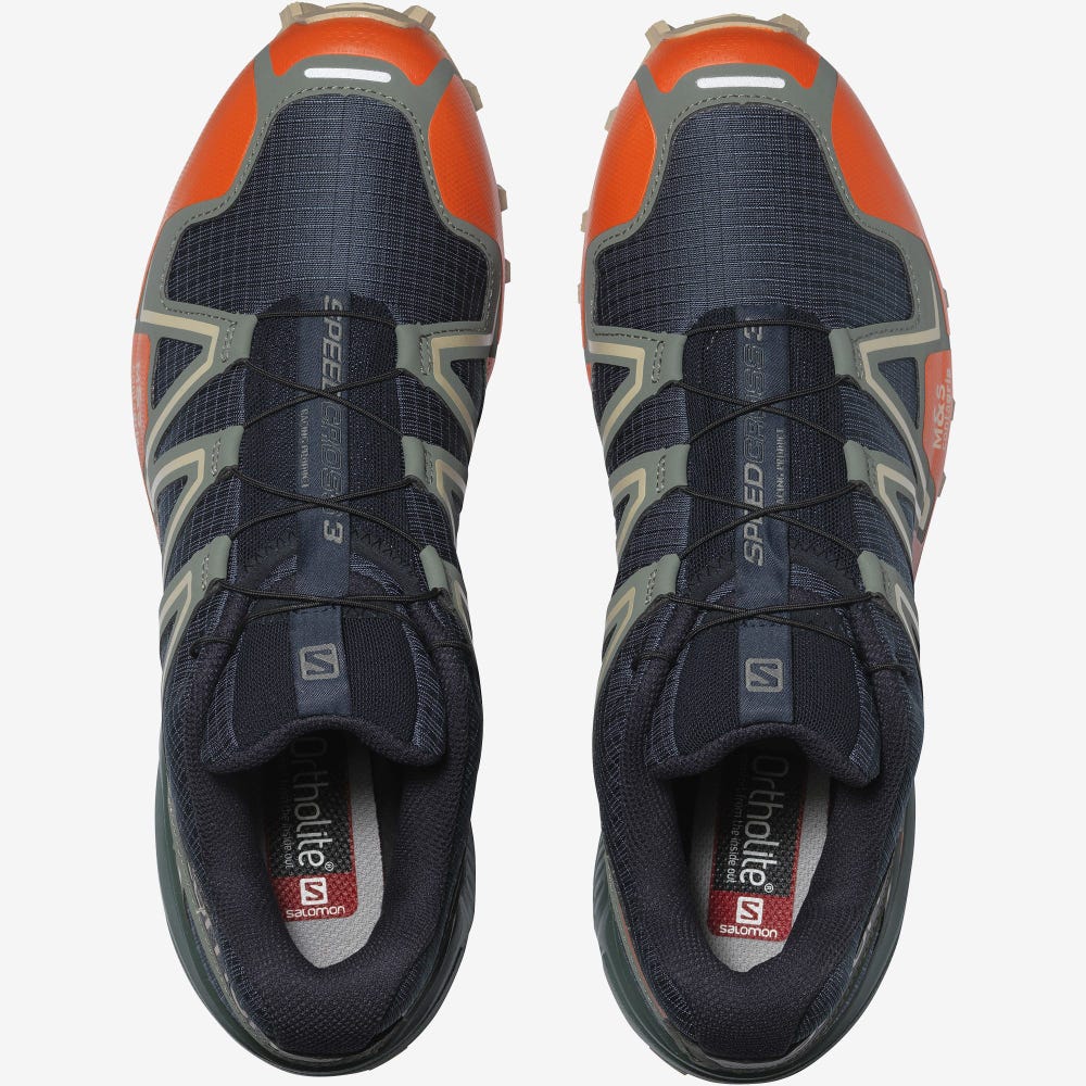 Salomon SPEEDCROSS 3 Sportcipő Férfi Sötétkék/Piros Narancssárga/Zöld | HU915284