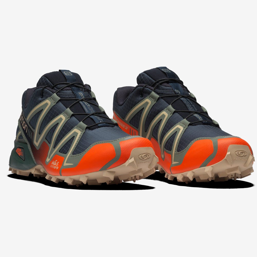 Salomon SPEEDCROSS 3 Sportcipő Férfi Sötétkék/Piros Narancssárga/Zöld | HU915284