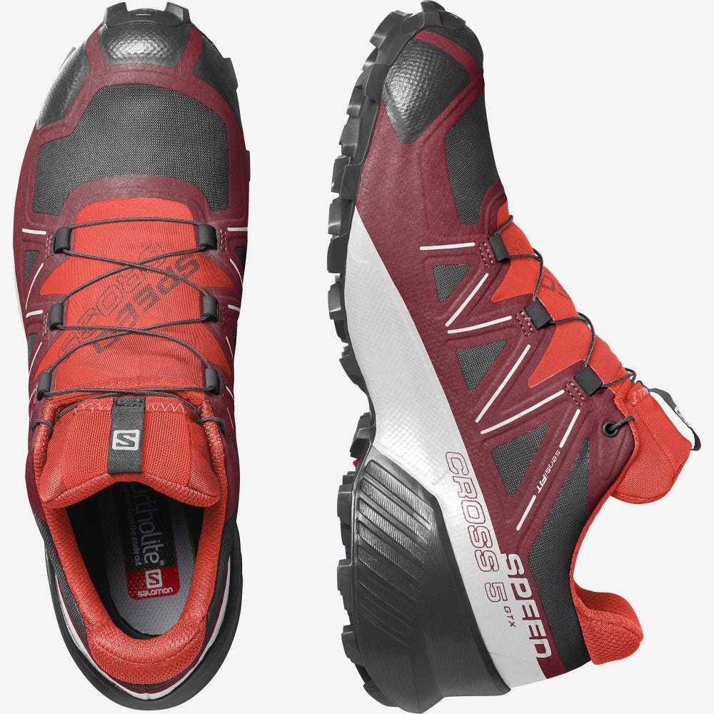 Salomon SPEEDCROSS 5 GORE-TEX Terepfutó Cipő Férfi Piros/Fehér/Fekete | HU387256