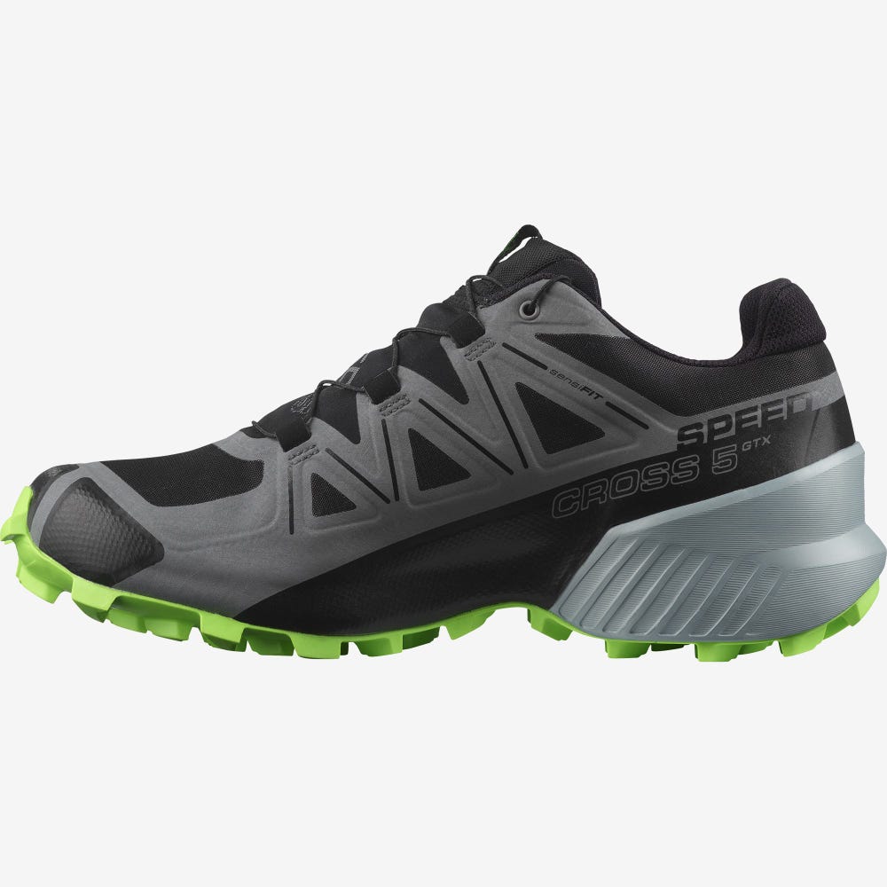 Salomon SPEEDCROSS 5 GORE-TEX Terepfutó Cipő Férfi Fekete/Zöld | HU725406