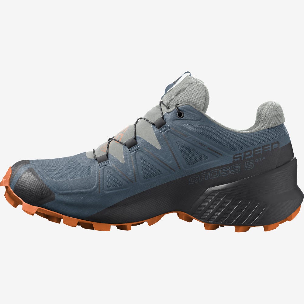 Salomon SPEEDCROSS 5 GORE-TEX Terepfutó Cipő Férfi Kék/Narancssárga | HU903714