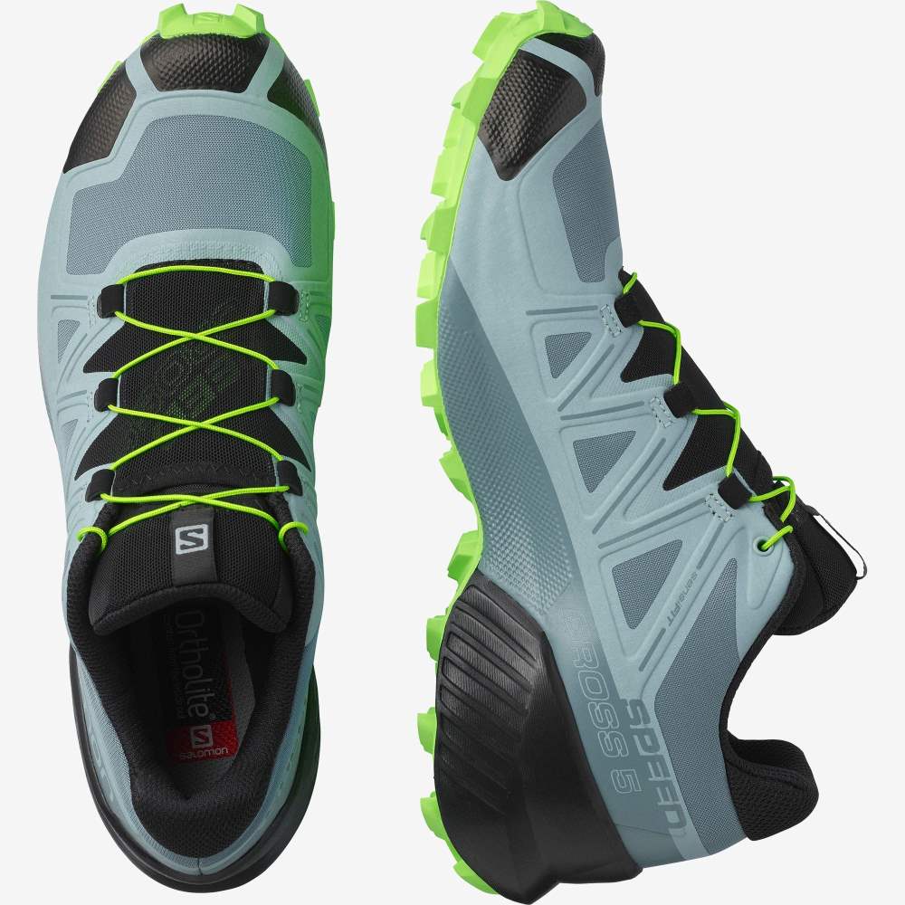 Salomon SPEEDCROSS 5 Terepfutó Cipő Férfi Zöld/Kék | HU719584