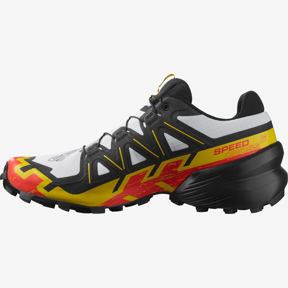 Salomon SPEEDCROSS 6 Terepfutó Cipő Férfi Fehér/Fekete/Sárga | HU294870