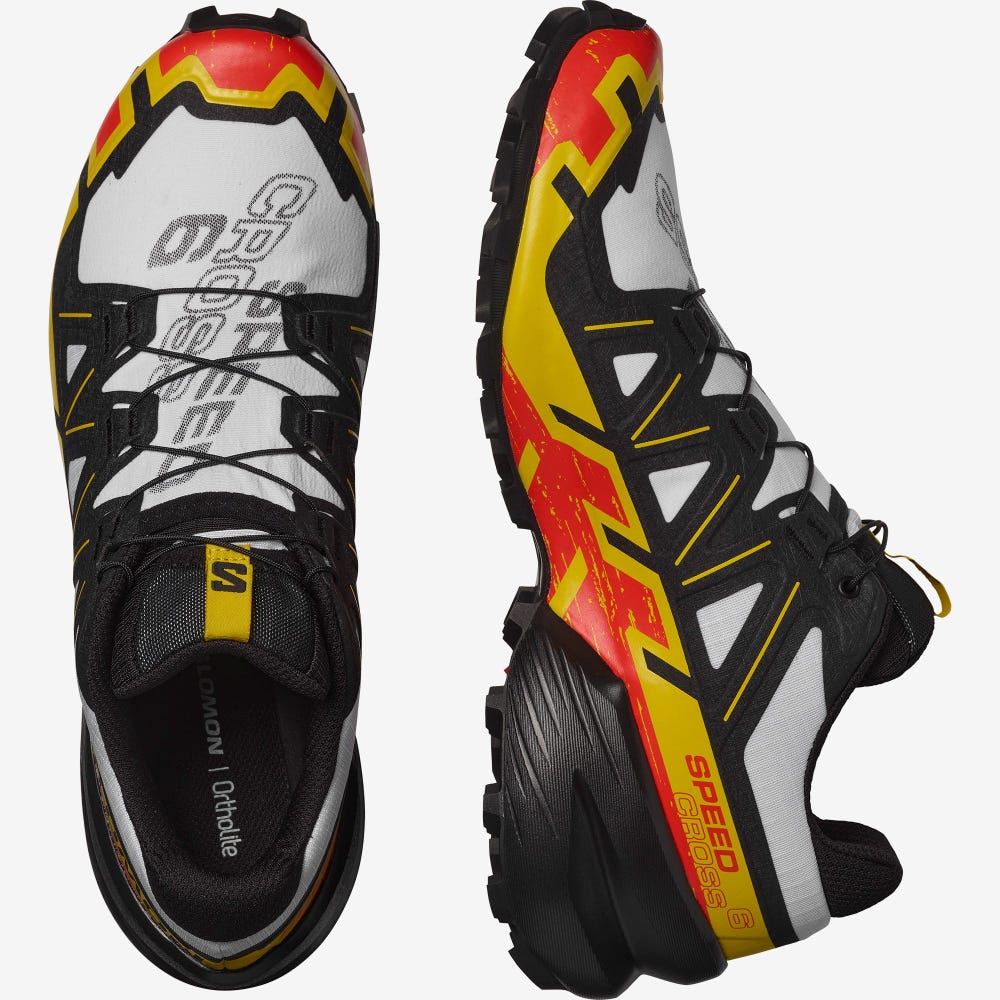 Salomon SPEEDCROSS 6 Terepfutó Cipő Férfi Fehér/Fekete/Sárga | HU294870