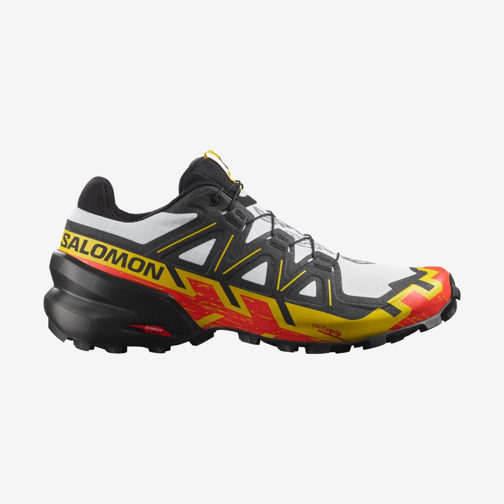 Salomon SPEEDCROSS 6 Terepfutó Cipő Férfi Fehér/Fekete/Sárga | HU294870