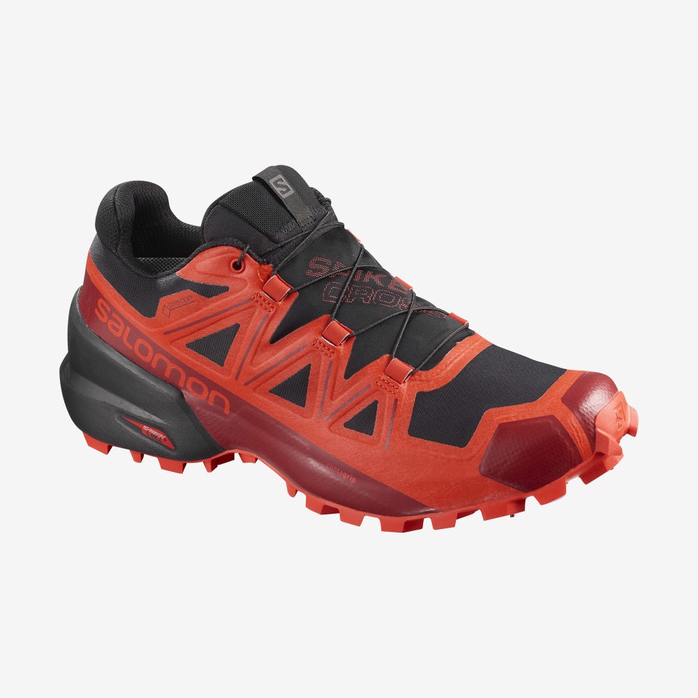 Salomon SPIKECROSS 5 GORE-TEX Terepfutó Cipő Férfi Fekete/Piros/Piros | HU386705