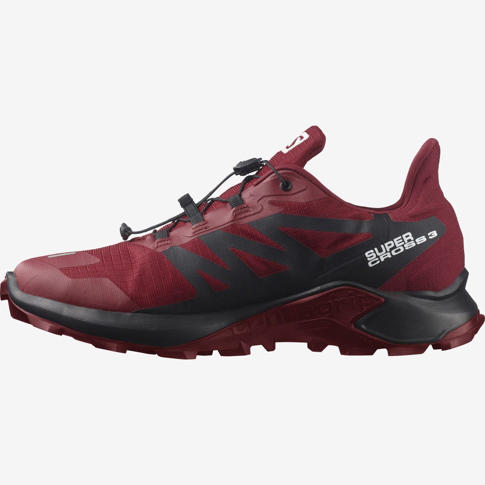 Salomon SUPERCROSS 3 GORE-TEX Terepfutó Cipő Férfi Piros/Fehér/Fekete | HU173698