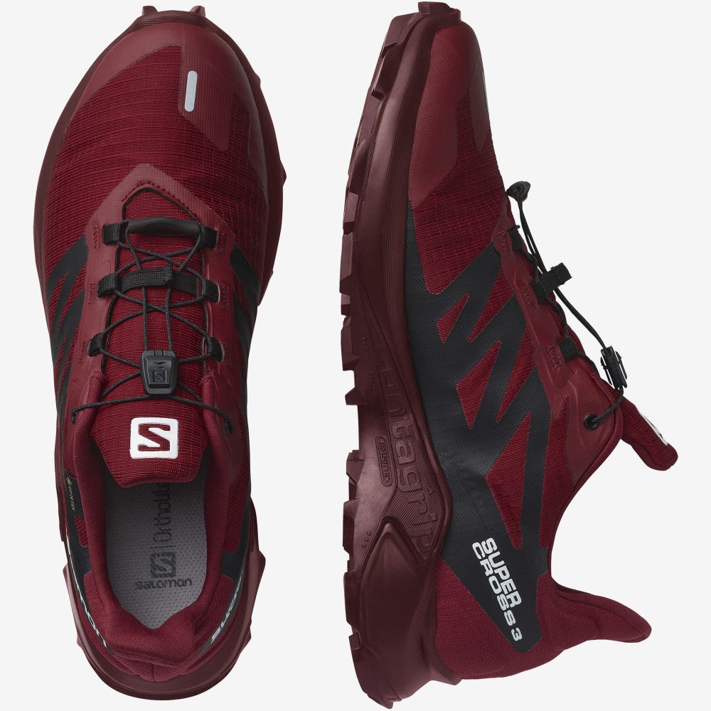 Salomon SUPERCROSS 3 GORE-TEX Terepfutó Cipő Férfi Piros/Fehér/Fekete | HU173698