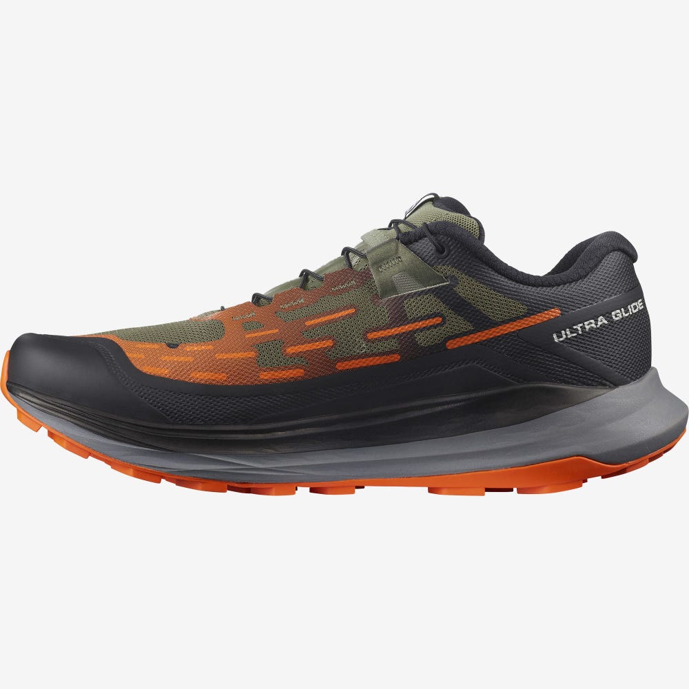 Salomon ULTRA GLIDE Terepfutó Cipő Férfi MélyZöld/Fekete/Piros Narancssárga | HU386021